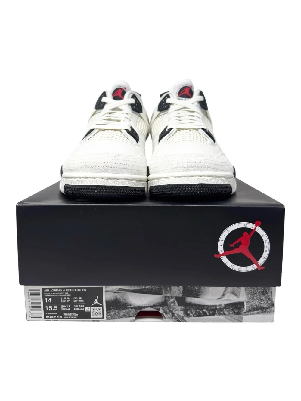Air Jordan 4 Retro OG FC Flight Club IM4002100 Sail/Black/University Red Size 14